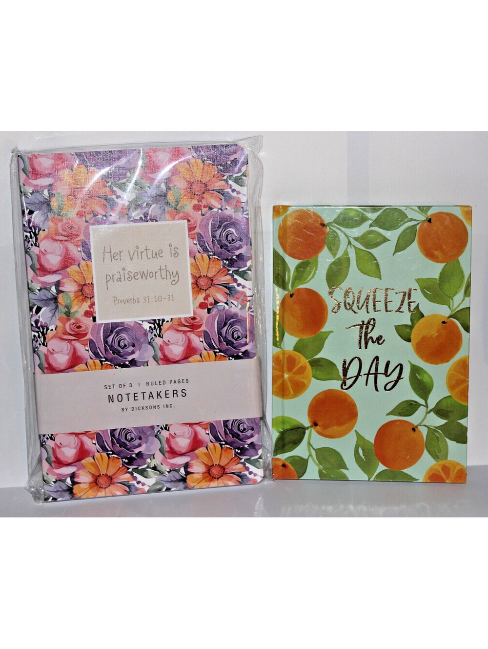 Christian Notebook Gift Set 3-Pack Dicksons + Jot Journal Floral Orange New